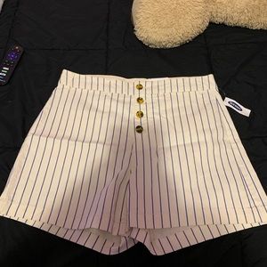 White and Blue Striped Shorts